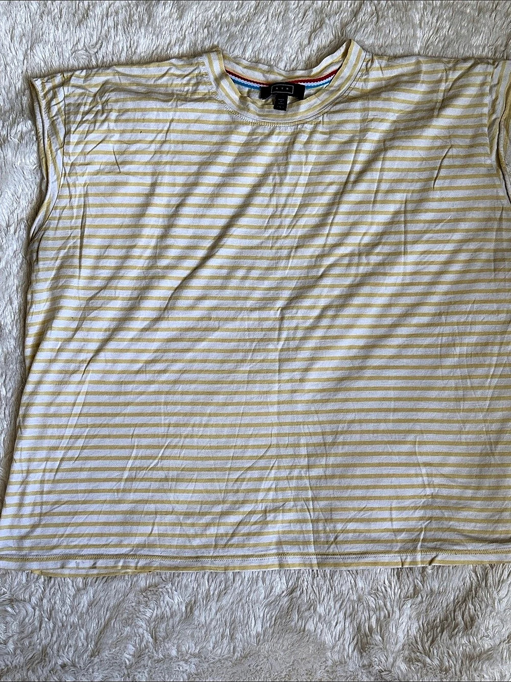 AYR Canary Yellow & White Striped Lightweight Muscle Tee Muscle Tee Large